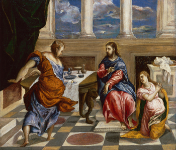 Christ in the House of Martha and Mary, 1600 (oil on panel)
