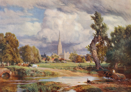 Salisbury Cathedral (colour litho)