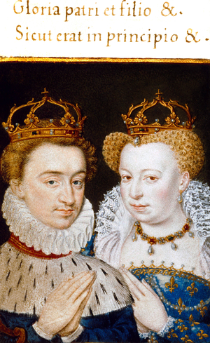 king of Navarre Henri (1553-1610, future king of France Henri IV) and his wife Marguerite of Angouleme, 16th century French manuscript