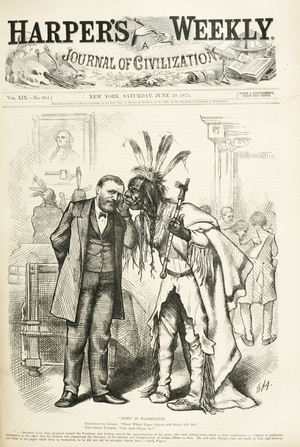 "News" in Washington, 1875 (wood engraving)
