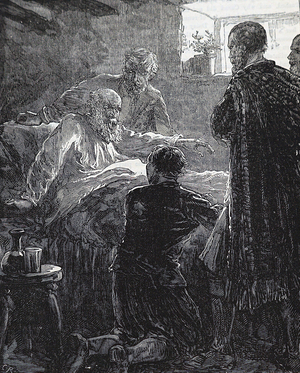 A family around the deathbed of a relative, 1850