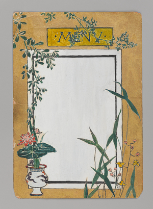 Menu Card with Bamboo and Flowers, ca. 1880. Watercolor, black ink and metallic paint