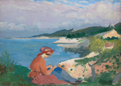 Lady on Clifftop, 1910 (oil on panel)