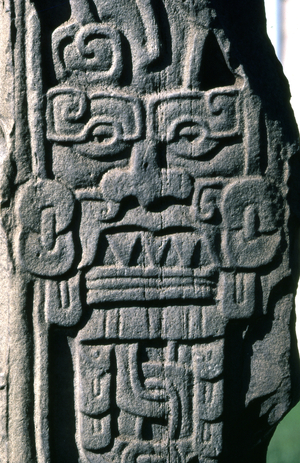 Low relief with the face of Tlaloc (stone)