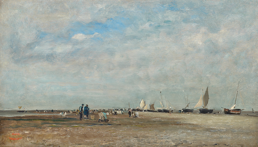 Les ramasseurs de coquillages, Trouville (oil on panel)