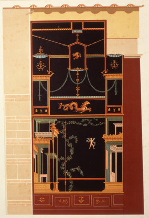 Ancient Pompeian wall painting reproduction, 19th century (watercolour and pencil)