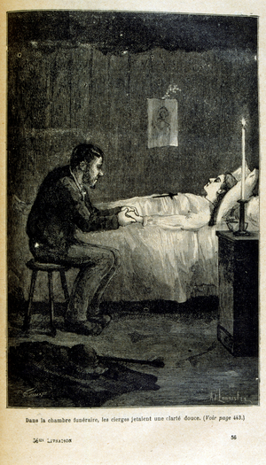 Death bed scene . an illustration from Les Parias de Paris