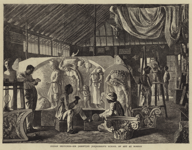 Indian Sketches, Sir Jamsetjee Jeejeebhoy's School of Art at Bombay (engraving)