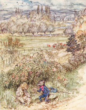 Illustration for The Wind in the Willows by Kenneth Grahame (colour litho)