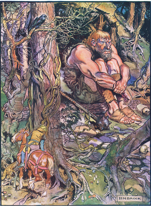 He was the most hideous monster, with fierce eyes, huge rough cheeks, and a long beard (colour litho)