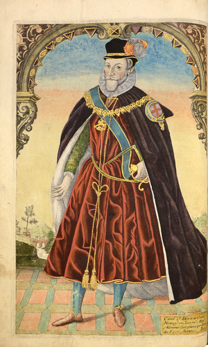 Charles Howard, First Earl of Nottingham, from Honor Military, and Civill, William Segar, pub. Robert Barker, London, 1602 (hand coloured engraving)