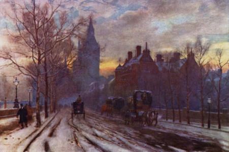 The Westminster Embankment (colour litho)