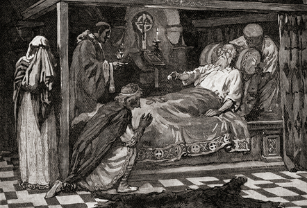 Edward The Confessor, aka Saint Edward the Confessor, 1042 -1066. Penultimate Anglo Saxon King.  Seen here on his deathbed.