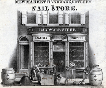 Newmarket hardware, cutlery and nail store, 244 South Second Street, Philadelphia, printed by Pinkerton, Wagner & McGuigan, August 1846 (litho)



