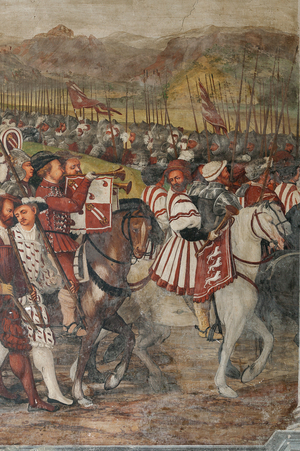 Procession, detail of the Visit of Christian I of Denmark to Bartolomeo Colleoni, Hall of Honour, 1474 (fresco)