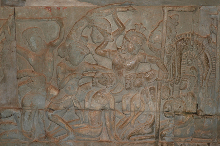 Heaven and Hell carving - punishments for those condemned, Budhhist-Hindu Temple, Angkor Wat, Siem Reap, Cambodia