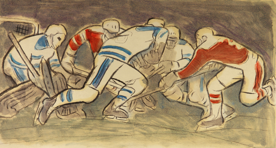 Ice Hockey, 1975 (monotype)