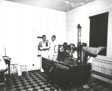 A technician preparing an x-ray