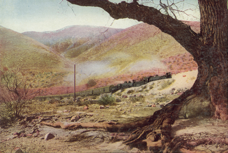 Ascending Cajon Pass, California (coloured photo)