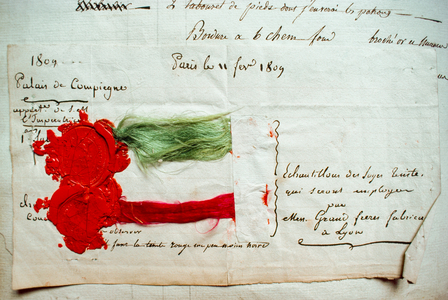 Silk swatches adorn a clothing order placed by Napoleon., 1984 (photo)