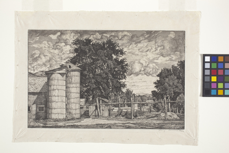 Two Silos (etching)
