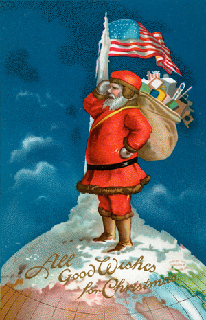Santa Standing on the Globe, 1910 (chromolithograph)
