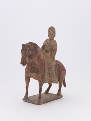 Horse and rider (earthenware, paint, pencil)