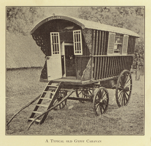 A Typical old Gypsy Caravan (b/w photo)
