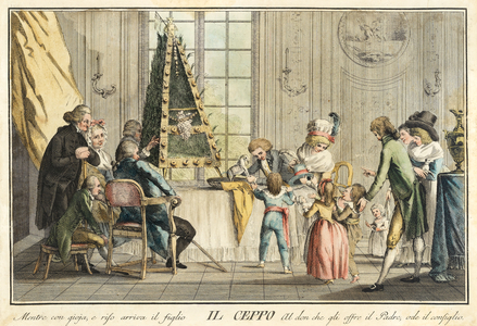 Il Ceppo' from Giuochi, Trattenimenti e Feste Annue che si Costumano in Toscana e Specialmente in Firenze, pub. 1790 (hand coloured engraving)