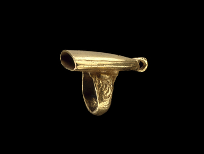 Ring (surmounted by form of bell), c. 1950 (gold)