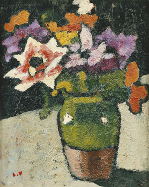 Flowers in a Vase; Bouquet de Fleurs dans un Vase, (oil on panel)