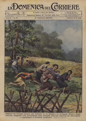 Moments of the European drama on the border between Poland and Germany (colour litho)