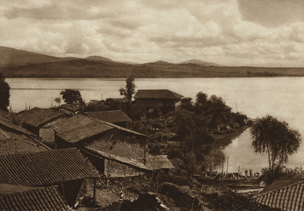 Mexico: Laguna de Patzcuaro, Isla Xanicho (b/w photo)