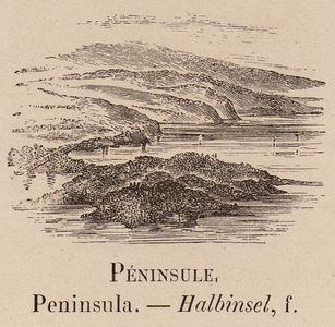 Le Vocabulaire Illustre: Peninsule; Peninsula; Halbinsel (engraving)