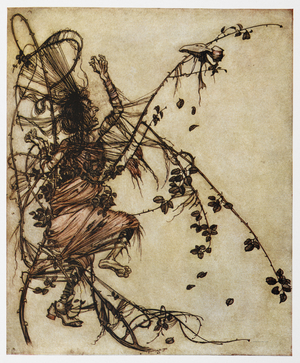 Illustration of a man trapped in thorns from Sweetheart Roland.