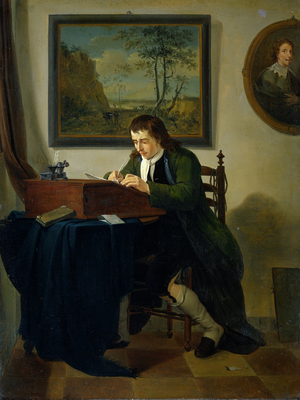 A Man Writing at his Desk, 1784 (oil on panel)