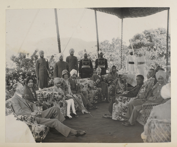 Informal Group Portrait of Lord and Lady Willingdon and guests, seated, 1932 (b/w photo)
