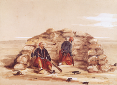 Zouaves in a Rifle Pit, 1855 (w/c)