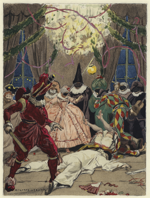 Illustration for memoirs of Casanova (colour litho)