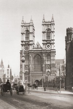 The Collegiate Church of St Peter at Westminster, popularly known as Westminster Abbey, City of Westminster, London, England, in the late 19th century.