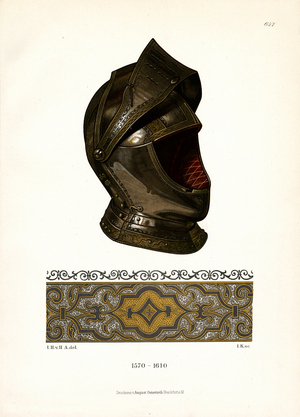 Late Renaissance Helmet with Ornamental Ferrule, 1570-1610 (chromolitho)