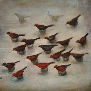 Birds on wheels, 2012, (oil on linen)