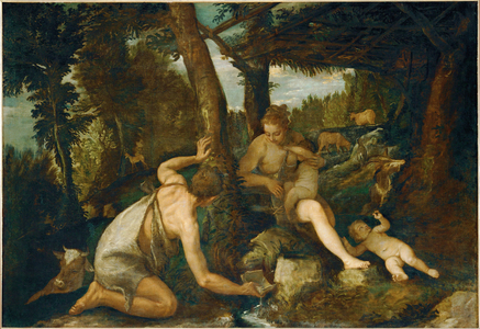 Adam and Eve after the expulsion from paradise (painting on canvas)
