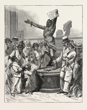 The Statue of "the Freed Slave," in Memorial Hall, Philadelphia Exhibition, Engraving 1876, US, USA, America, United States