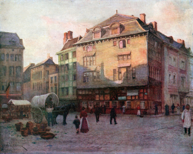 Old House of the Quai de la Goffe, Liege (colour litho)