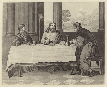 Jesus with the two Disciples at Emmaus (engraving)