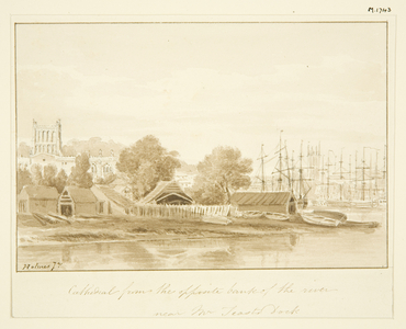 South View of Bristol Cathedral (pencil & watercolour on paper)