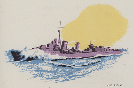 HMS Eskimo (colour litho)