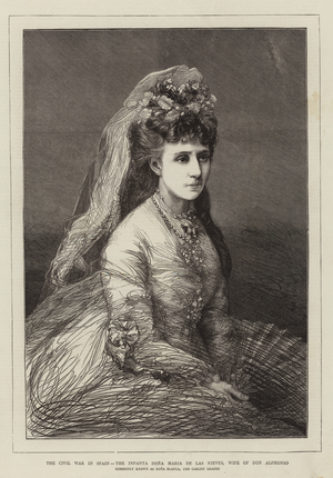 The Civil War in Spain, the Infanta Dona Maria de las Nieves, Wife of Don Alphonso (engraving)