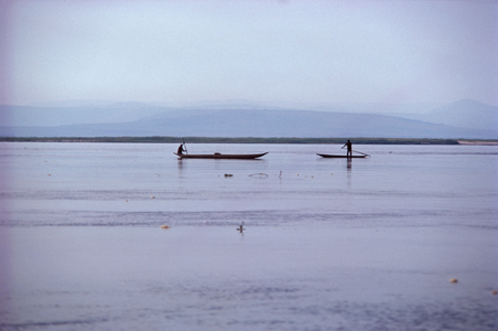View from the port in Brazzaville, Congo, Africa, 1971 (photo)